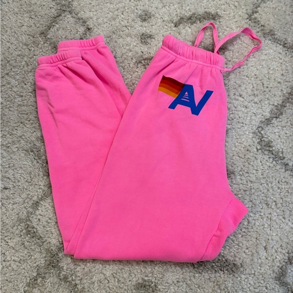 Aviator Nation Logo Sweatpants - NEON PINK - Picture 2 of 5